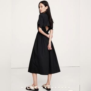 Cotton Poplin Open-Back Shirt Dress Size Medium In Black By Banana Republic